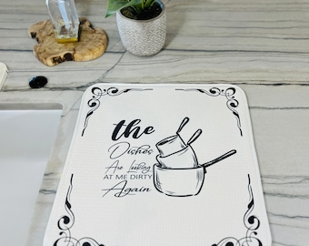 Dish Drying Drip Dry Mat, Personalized Home Funny Signs, Custom Kitchen Decor Mom Gifts