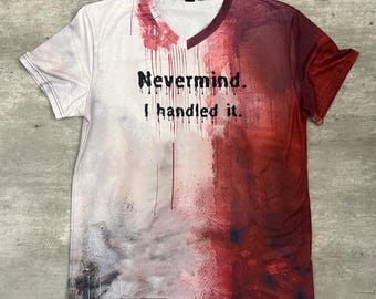 Personalized Bloody V-Neck Shirt, Spooky Gag Gift, Funny Halloween Tee