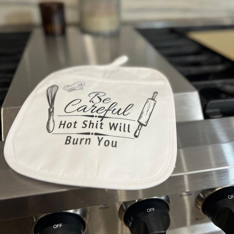 Funny Potholder Custom Kitchen Sign Gift Personalized Decor Gift Custom Pot Holder Designs Hand Kitchen Decor Baking Cooking Oven Mitt