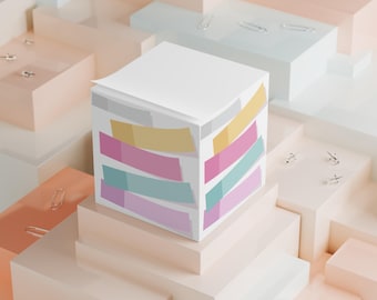 Cubo de notas adesivas com marca-texto: organizador de mesa irônico