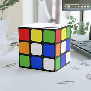 Bloc-notes Rubik's Cube coloré, accessoire de bureau amusant pour étudiants, enseignants, cadeau pour gamers, fournitures de bureau pour papas, pense-bêtes colorés