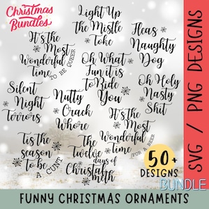 Adornos navideños divertidos SVG PNG / Clipart navideño travieso SVG PNG / Diseños digitales de adornos navideños inapropiados, humor para adultos