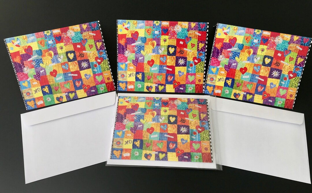 Blank Greeting Card Set Colourful Art Cards Hearts and Love - Etsy