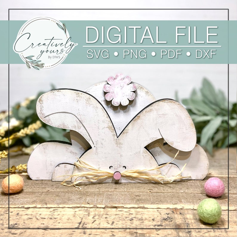 Bunny SVG Easter Decor Shelf Sitter Digital File Glowforge - Etsy