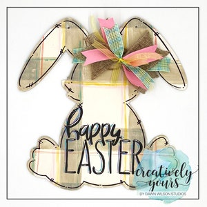 Happy Easter Door Hanger, Easter Bunny Door Hanger, Easter Door Hanger, Bunny Door Hanger, Easter Decor, Spring Door Sign, Office Decor image 3