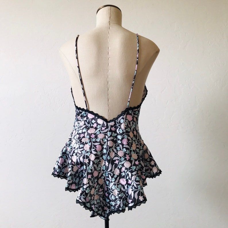 Vintage 90s Satin Floral Teddy Lingerie