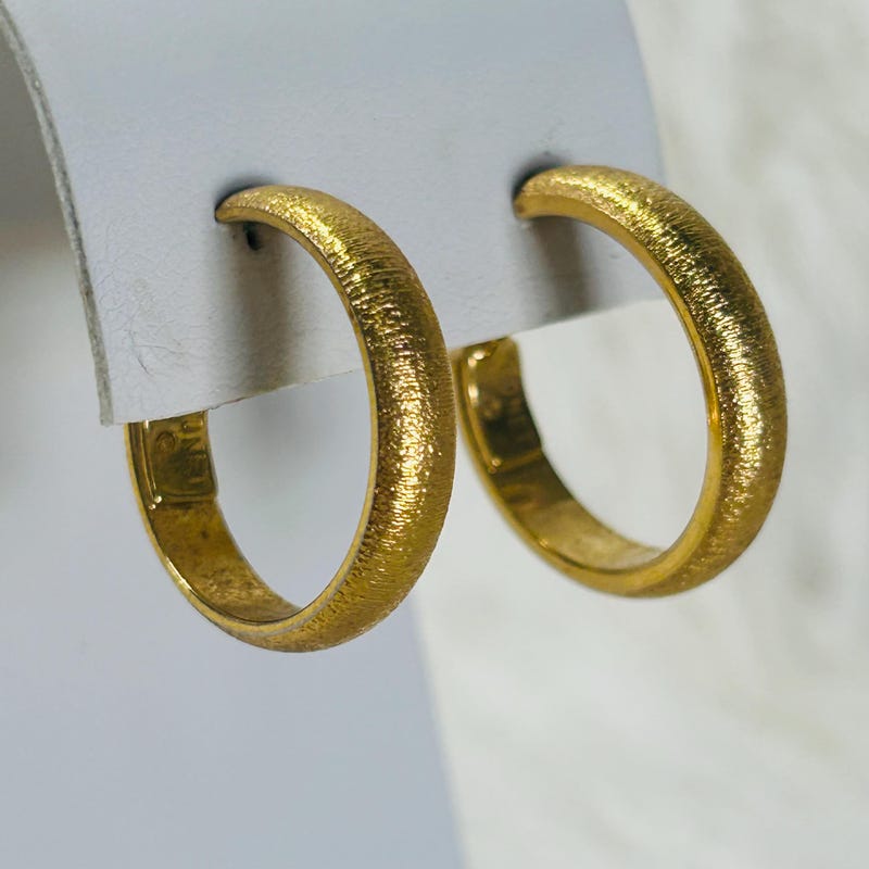 Boucles D'oreilles Monet Vintage - Clip Plaqué Or, Haute Couture - Occasion