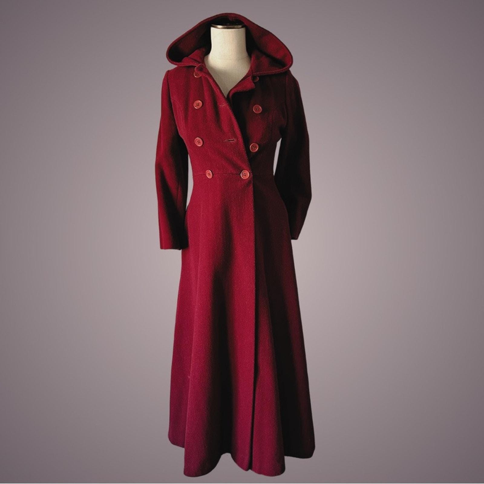 Vintage Long Hooded Wool Coat - Etsy Vintage Long Hooded Wool Coat - Etsy