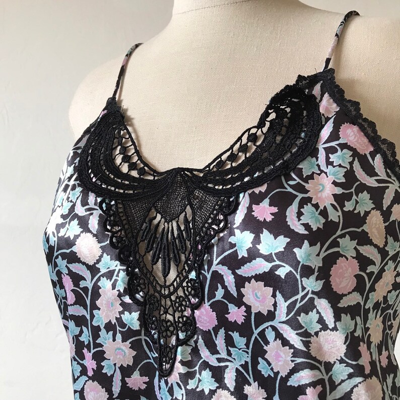 Vintage 90s Satin Floral Teddy Lingerie