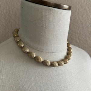 Vintage Gold Tone Textured Bead Necklace