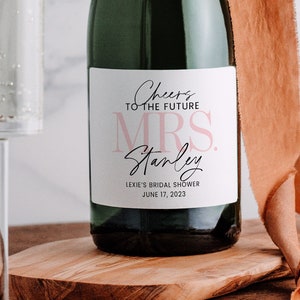 Custom Bridal Shower Wine Labels  - Personalized Bachelorette Champagne Bottle Label - Faux Glitter Hen Party - Future Mrs