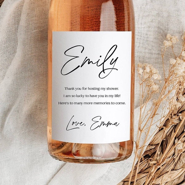 Modern Hostess Gift Wine Labels Labels - Bridal Shower Hostess Gift - Baby Shower Thank You Gift - Host Gift - Custom Thank You Gift (HCH1)