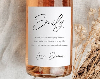 Personalized Hostess Wine Labels – Thank You Gift, Bridal Shower