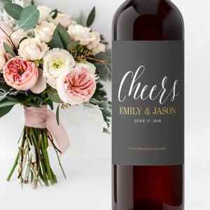 Custom Wedding Wine Bottle Labels Rehearsal Dinner Labels Engagement Gift Wine Labels Newlyweds Bride & Groom Gift Personalized immagine 2