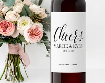 Custom Wedding Wine Bottle Labels - Rehearsal Dinner Labels Engagement Gift Wine Labels - Newlyweds Bride & Groom Gift Personalized