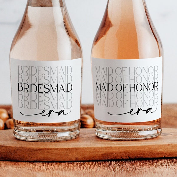 Modern Bridesmaid Era Gift Champagne Label, Bridesmaid Proposal Box Idea, Maid of Honor Wine Sticker, Bridal Party Gift, SAF1