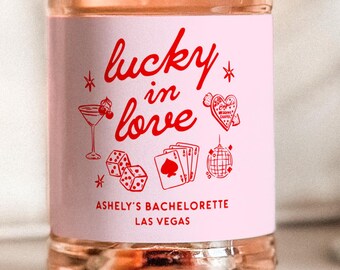 Lucky in Love Bachelorette Labels - Vegas Casino Champagne and Liquor Labels