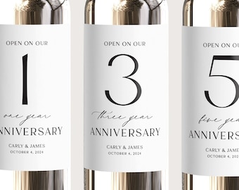 Modern Wedding Guest Book Labels -  First Anniversary Bridal Shower Gift - Milestones Wine Basket Engagement Gift - ANVHW1