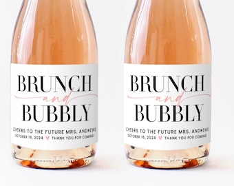Brunch and Bubbly Mini Champagne Labels - Bridal Shower Favor - Bachelorette Party Idea - After the Wedding Brunch Labels
