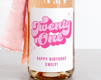 21st Birthday Gift, Wine Label, Personalized Birthday, Twenty One Champagne, Finally Legal, RIP Fake ID, Personalized Gift, 2002