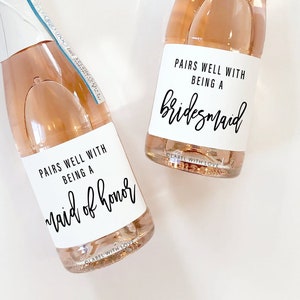 Mini Champagne Bottle Labels, Printed Bridesmaid Proposal Champagne Label, Will You Be My Bridesmaid Maid of Honor Gift Bridesmaid Proposal image 2