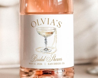 Pearls and Prosecco Bachelorette Mini Champagne Labels, Pearl Bridal Shower Champagne Bottle Stickers, Elegant Bridal Shower Favor BR