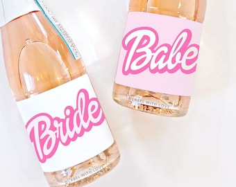 Malibu Barb 90's Bachelorette Party Mini Champagne Labels | Let's Go Girls Stickers | Survival Kit Hangover Kit | Bachelorette Bags