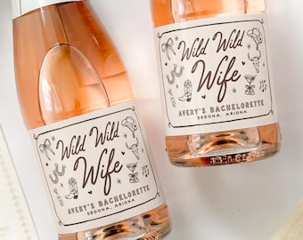Wild Wild Wife Bachelorette Labels | Western Party Favors, Mini Champagne, Liquor