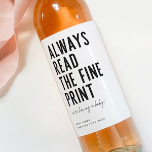 Funny Pregnancy Announcement Wine Labels | Pregnancy Reveal Idea | Pregnancy Gift for Grandparents | Auntie Gift | New Baby Wine