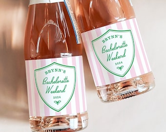 Troop Bachelorette Party Champagne Labels | Country Club Bach Weekend Wine Stickers | Tennis Bachelorette Bag Favors | Preppy Bachelorette