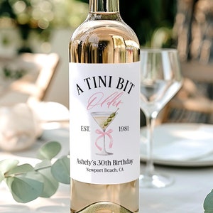 Personalized Martini Birthday Wine Labels, Custom Liquor Bottle Stickers