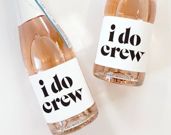 Retro Bridesmaids Proposal Mini Champagne Labels, I Do Crew Bridesmaid Box Labels, Boho Bachelorette Party Favor, Wedding Labels ARFIDO1