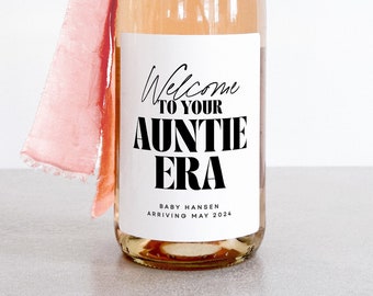 Pregnancy Announcement for Best Friends to Auntie Gift Pregnancy Reveal Wine Label for Grandparents Baby Reveal Champagne Sticker TAN