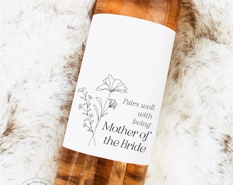 Mother of The Bride Wine Labels | Mother of the Groom Gift |  In Law Wedding Gift | Gifts to Parents from Bride and Groom | Wedding Labels