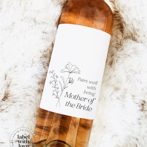 Mother of The Bride Wine Labels | Mother of the Groom Gift |  In Law Wedding Gift | Gifts to Parents from Bride and Groom | Wedding Labels