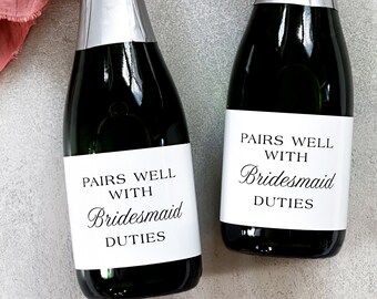 Modern Bridesmaid Proposal Mini Champagne Label, Maid of Honor Proposal Box Idea, Mother of the Bride gift, Bridal Party Gift, ALTBM1
