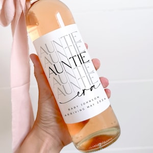 New Auntie Era Pregnancy Announcement Wine Label, Eras Pregnancy Reveal Idea for Grandparents, Baby Shower Favor Idea