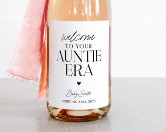 Pregnancy Announcement New Aunt Gift Baby Reveal Grandparents Wine Label  Baby Shower Hostess Gift  Auntie Era Gift New Baby Wine DCAE