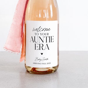 Pregnancy Announcement New Aunt Gift Baby Reveal Grandparents Wine Label  Baby Shower Hostess Gift  Auntie Era Gift New Baby Wine DCAE