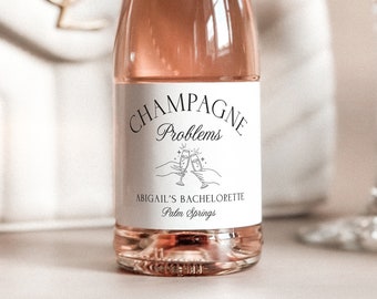 Retro Bachelorette Party Mini Champagne Labels | Champagne Problems Wine Stickers | Eras Bachelorette Bag Favors | Girls Club Stickers