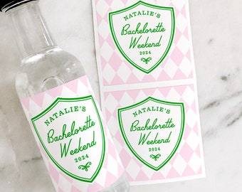 Country Club Bachelorette Shooter Labels, Preppy Bachelorette Tequila Stickers, Golf Birthday Party, Troop Beverly Hill Bach Liquor Label