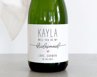 Will You Be My  Bridesmaid Mini Champagne Labels - Starting at (2) Labels - Perfect Bridesmaid Boxes or Maid of Honor Proposal