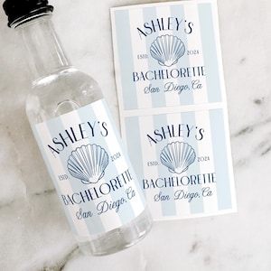 Coastal Bachelorette Shooter Labels, Coastal Granny Bridal Shower Tequila Favors, Last Toast Coast Bachelorette, Last Splash Liquor Label
