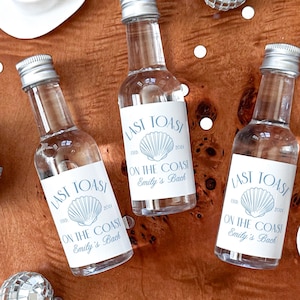 Last Toast on the Coast Bachelorette Shot Labels, Coastal Cowgirl Bachelorette Tequila Stickers - Personalized Liquor Label