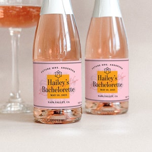 Bridal Shower Mini Champagne Labels - Before Vows - Bachelorette Party Favors - Pink Bridal Shower Favor - Petals and Prosecco