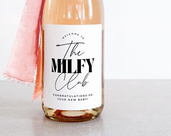 New Mom Gift Wine Label Milfy Era Baby Shower Hostess Gift Wine Fun New Mom Gift Minimalist Mother's Day Gift Mom Era Champagne