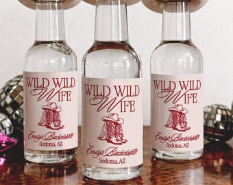 Wild Wild Wife Bachelorette Shot Labels | Country Bride Mini Champagne Liquor Stickers