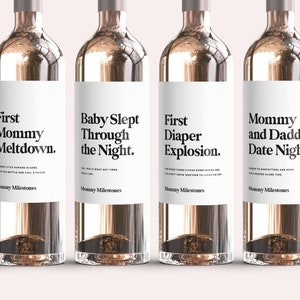 Set of New Mom Gift Wine Labels (From 3 Labels) Mommy Milestones™ Baby Shower Gift Wine Fun New Mommy Gift Minimalist Mother's Day