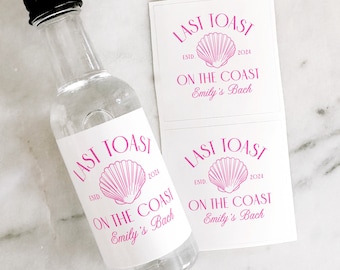 Coastal Cowgirl Bachelorette Shooter Labels, Last Toast on The Coast Bachelorette Tequila Stickers, Mermaid Bachelorette, Bach Liquor Label