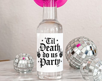 Til Death Do Us Party Shot Bottle Labels for Rock Star Bachelorette Champagne Stickers Halloween Party Bride or Die Bachelorette Party Favor